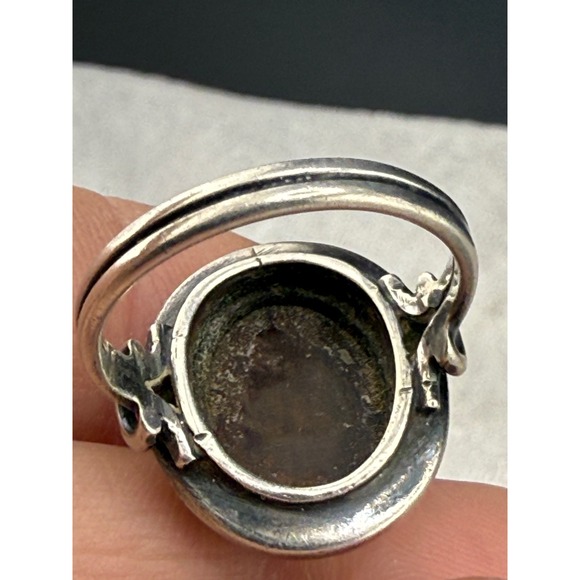 Vintage Cameo Ring Silver Tone Carved Roman Soldier Tigers Eye Size 6 - Picture 5 of 10